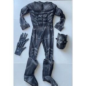 Marvel Civil War Black Panther Muscle Child Costume Gloves Boots Mask Boys M